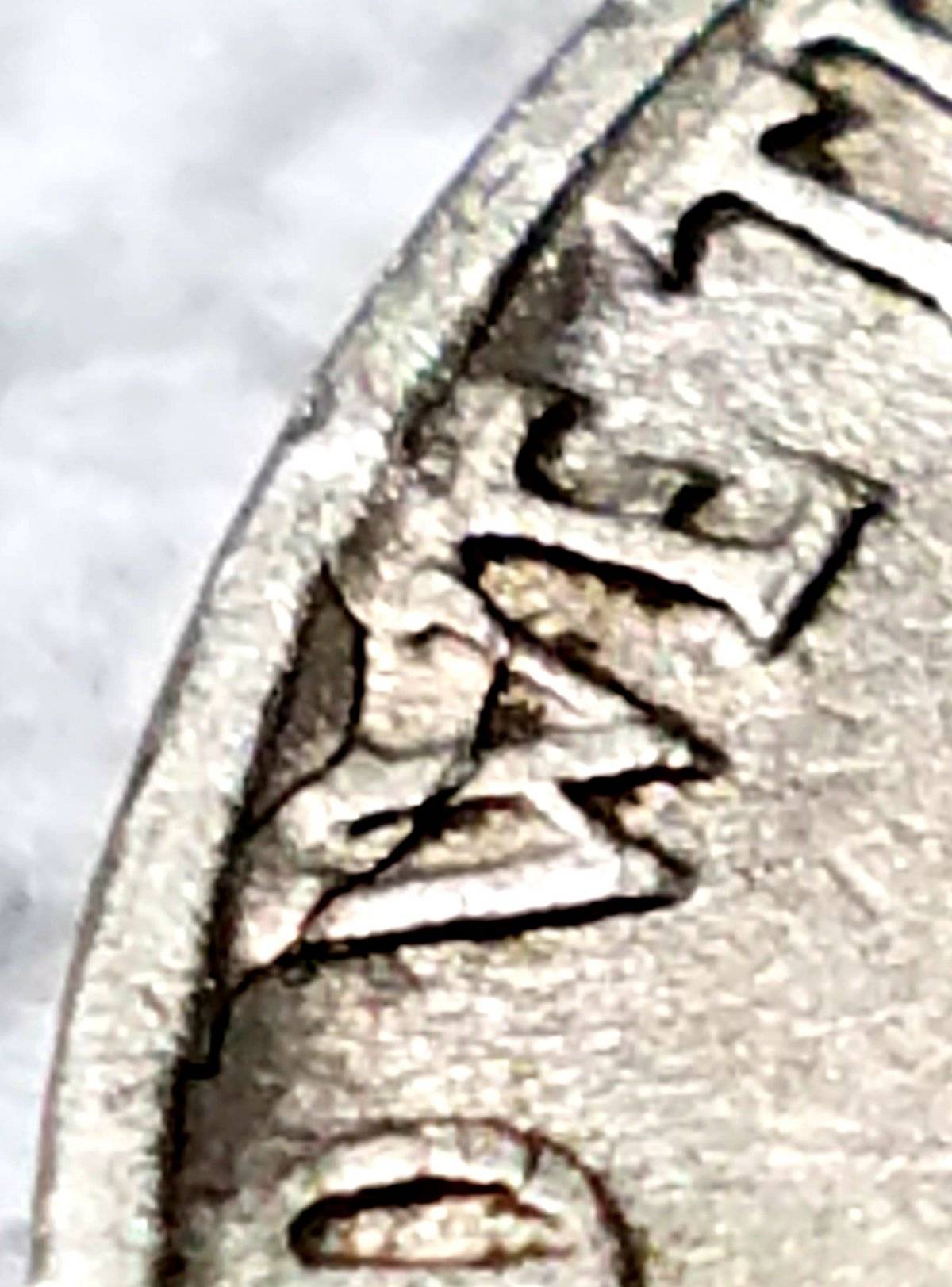 1953-D-Jefferson-Nickel-Struck-Through-Metal-Attached-@-